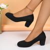 Fashion Shallow Women High Heels Shoes Retro Mid Heels Pumps Fashion Trend Autumn Designer Shoes Walking Dress Shoes Zapatos De Mujer