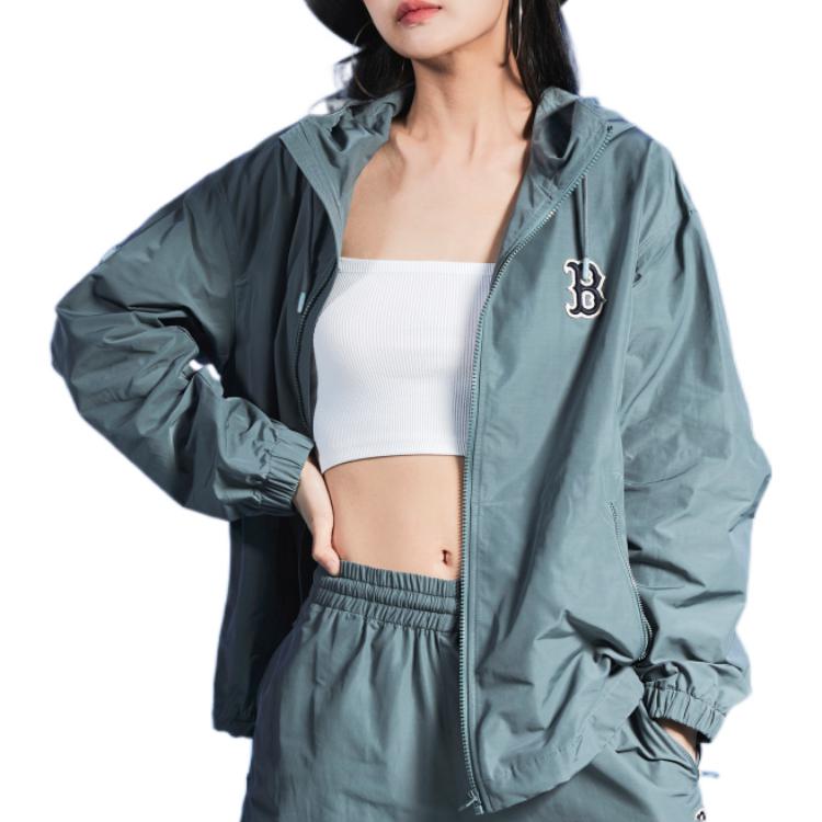 MLB Letter Logo Printed Hooded Jacket Unisex jackets Teal 3AWJB5124-43GRS