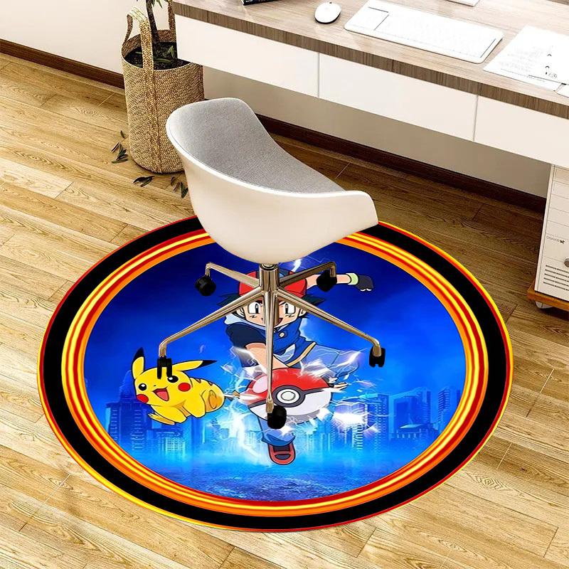 1pc Pokemon Adventure Round carpet, Made of Polyester,Perfect for Decorating Office Chairs, Living Rooms,Vibrant Decorative Rug