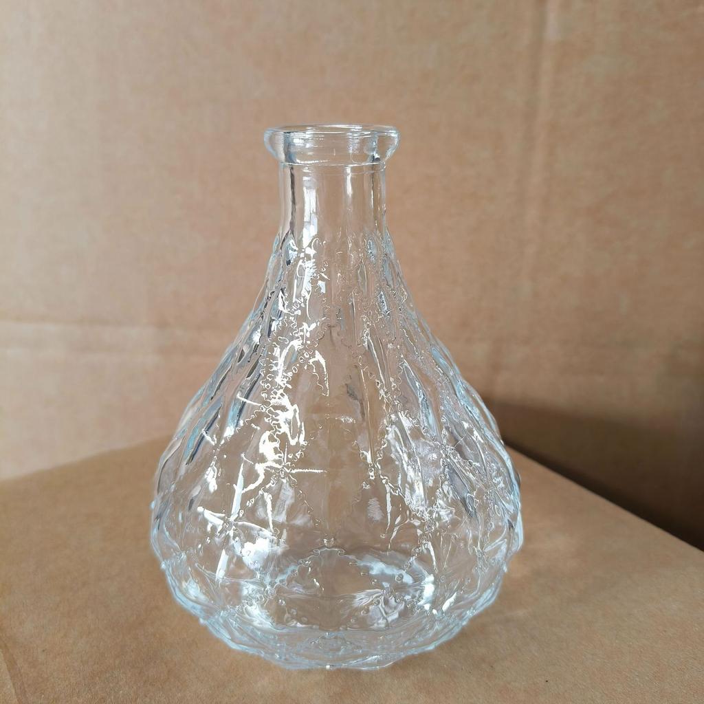European Rhombus Glass Small Vase Home Decoration Wedding Decoration Relief Glass Small Vase Tabletop Ornament
