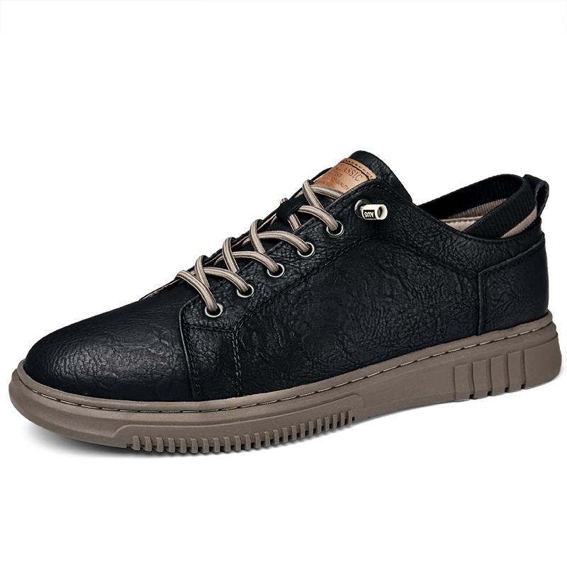 FashionLeather Fashion Shoes Men Retro Vulcanized Shoes Men Comfy British Styly Sneakers Breathable Mens Dress Footwear Leisure Walk
