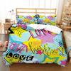 Graffiti Duvet Cover Set Cute Hip Hop Style Polyester Comforter Cover With Pillowcase Queen Full Size For Kid Teen Bedding Set