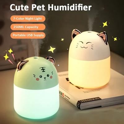 250ml  Cute Pet Air Humidifier Aromatherapy Diffuser With Night Light Nebulizer Mist Maker For Home Essential Oil Diffuser