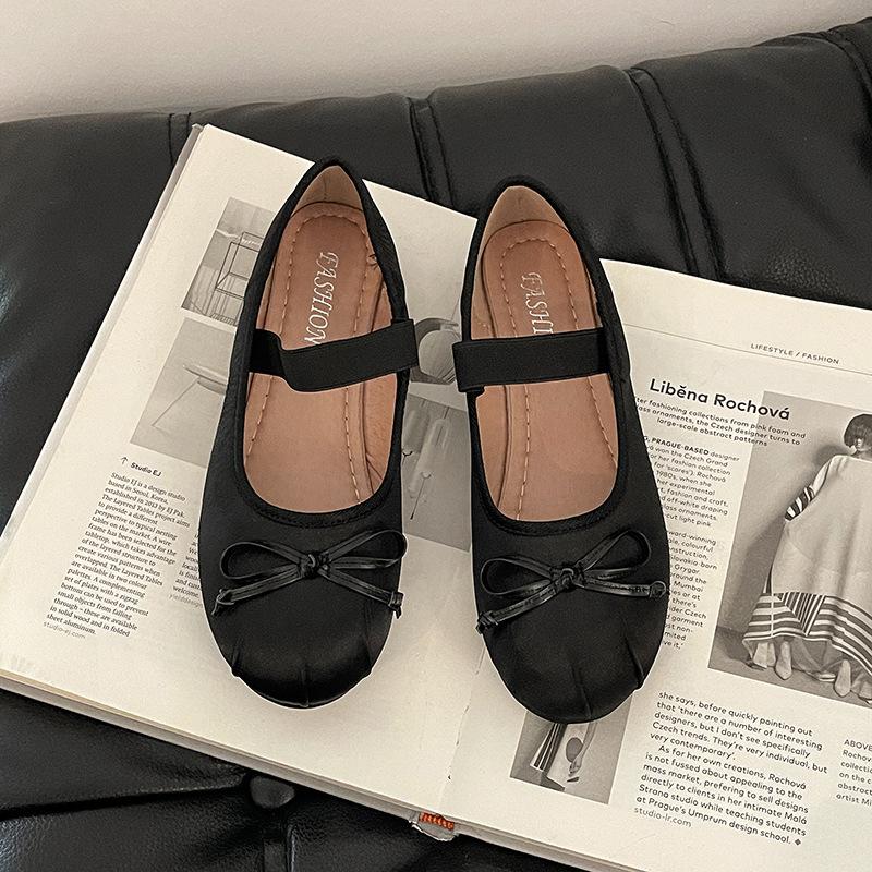 Niche Versatile One-word Low-heeled Shallow-mouth Single Shoes Women's Spring and Summer Fashion Soft-soled Ballet Shoes Casual Mary Jane Shoes