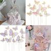 Mixed Size Butterfly Cake Decoration, 3D Pink and Purple Butterfly Paper Cupcake Decoration, Birthday and Wedding Party Supplies