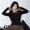 Spring and Autumn Women's New Stitching Plaid Fake Two-Piece Long-Sleeved Slim-Fit Polo Collar T-Shirt