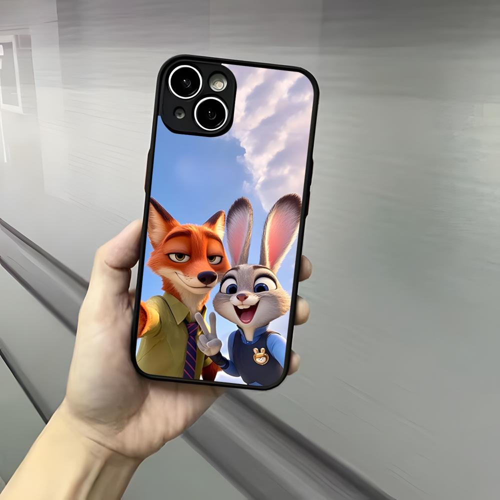 Z-ZootopiaS Nick Judy Phone Case For Iphone 17 16 15 14 13 12 Pro Max Xr Air Plus Skin Feel Black Hard Shell Cover