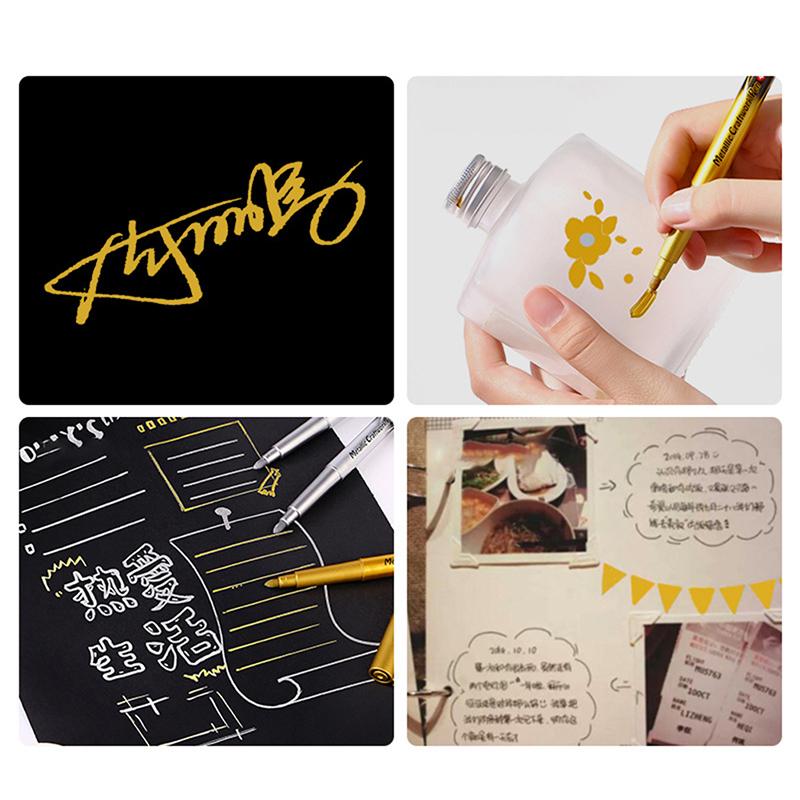 Gold Silver Colour Craft Pen Waterproof Paint Pen Sign Mark Metal Pen Greeting Card Calligraphy Highlight Pens