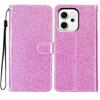 For Oppo Reno14 5G (Global) Wallet Case Glitter Anti-Scratch Leather Stand Phone Cover with Strap
