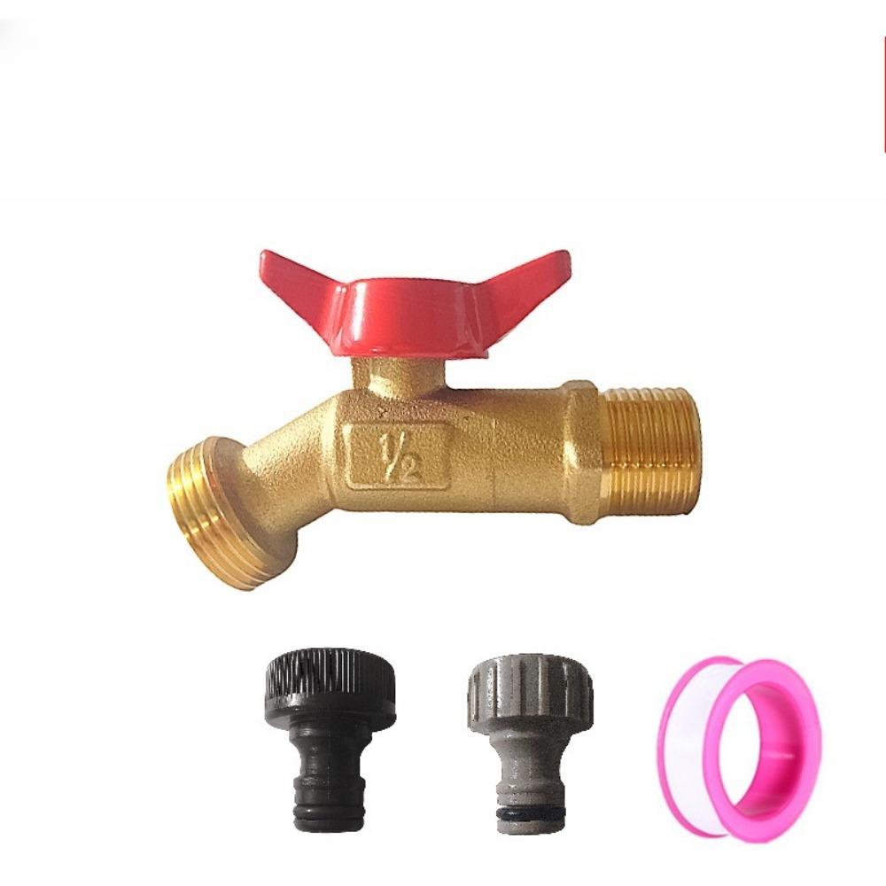European American Brass Ball Valve Quarter Turn Water Tank Spigot Rain Barrel with Bulkhead Fitting 1/2in 3/4in Male Thread