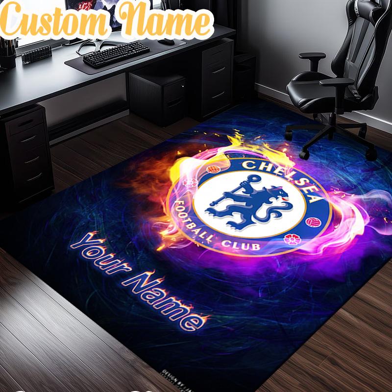 Custom Name Chelsea Football Club Crest Rug, Office Rug, Chair Rug, Carpet for Living Rooms, Doormat Game Rug Home Decor Christmas Gifts