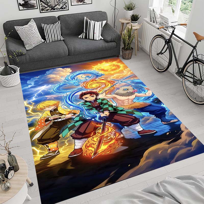 Anime-themed Kamado Nezuko Kimetsu No Yaiba Rug, Suitable for Playrooms, Bedrooms, Living Rooms, Sofas, and Other Home Décor;