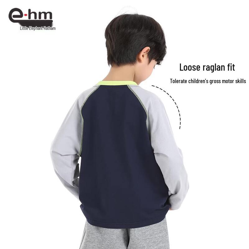 Boys' Cotton Spliced Long Sleeve T-Shirt