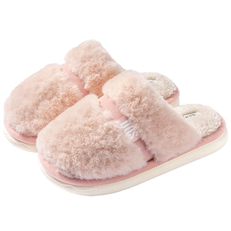 Fleece Thickened Cotton Slippers Women's Season Non-slip Warm Thick Bottom Household Slippers Indoor Home Cotton Mop