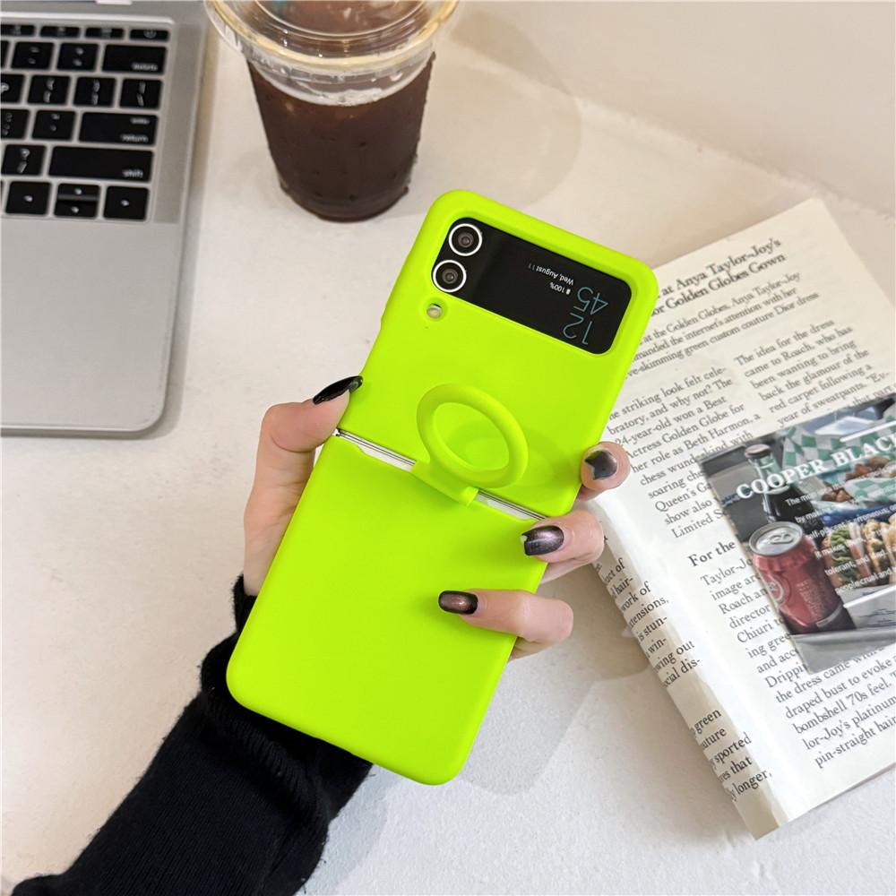Offical Liquid Silicone Ring Holder Case For Samsung ZFlip 3 4 Folding Soft Candy Color Camera Protective Shockproof Cover Funda