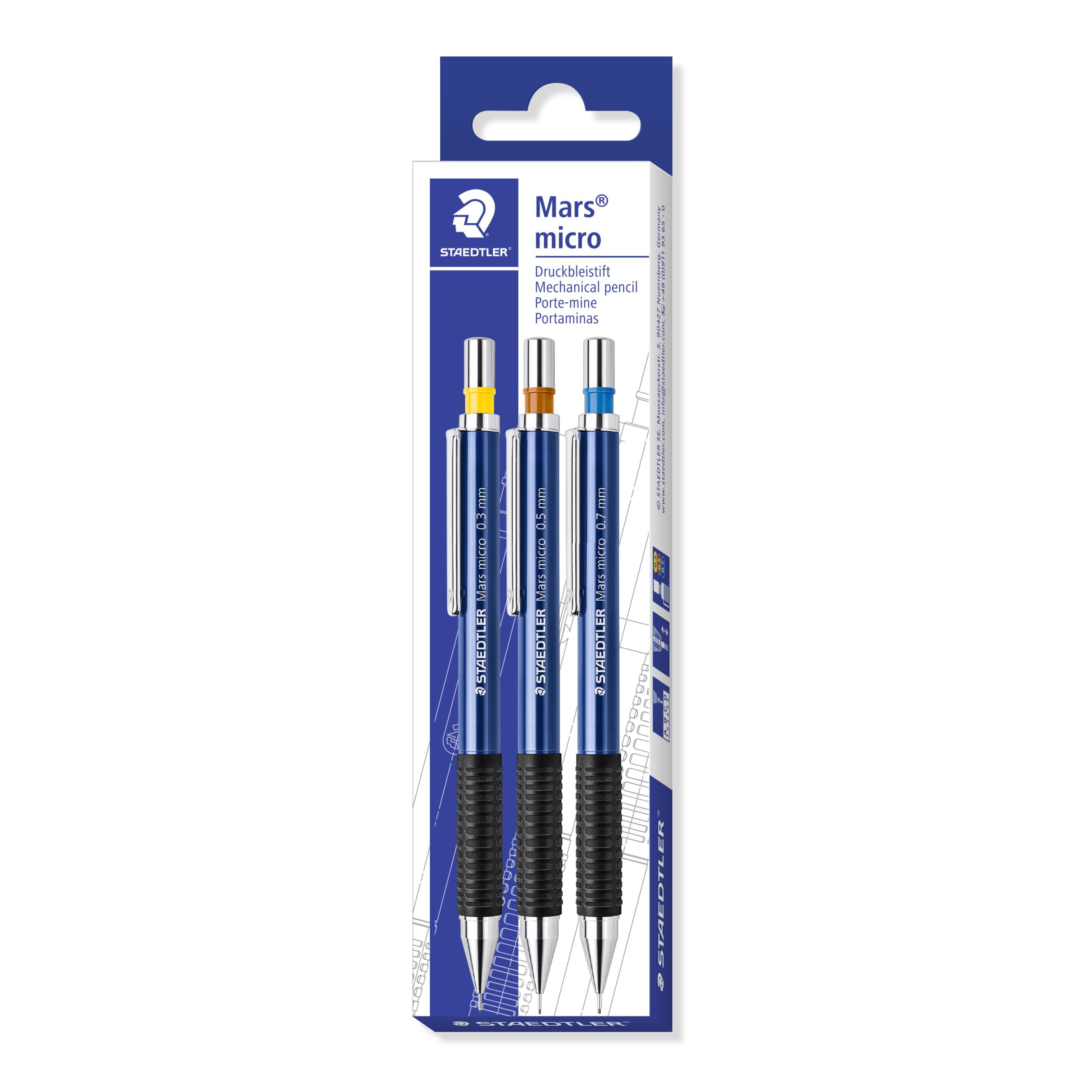 

Staedtler Mars Micro 775 Механический чертежный карандаш с амортизацией, набор из 3 штук [Редкий] (набор (0.3, 0.5, 0.7 мм))