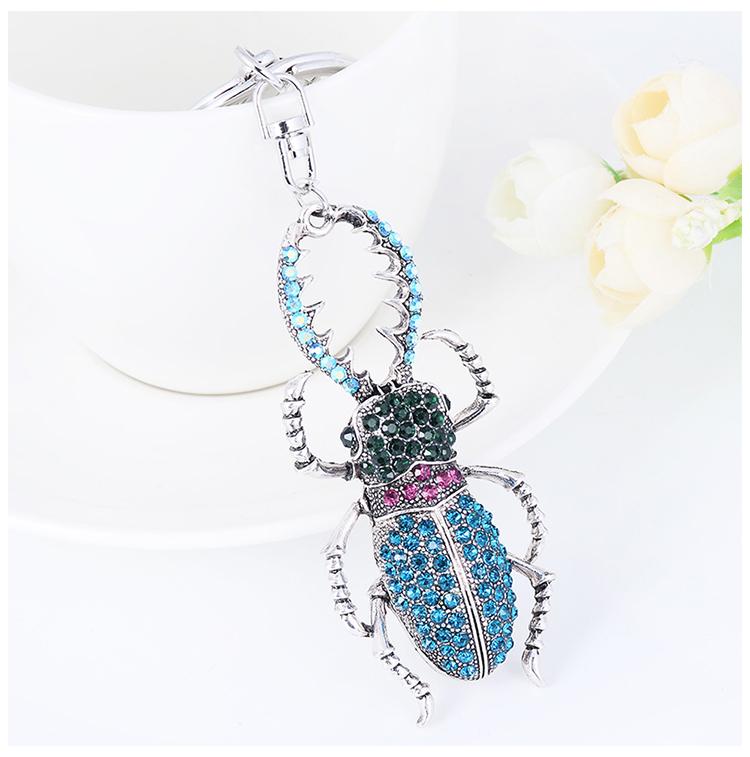 EASYA New Arrival Crystal Insect Shape Chaveiro Keychain Cute Sparkling Metal Key Ring Holder Accessories For Women Girls Bag