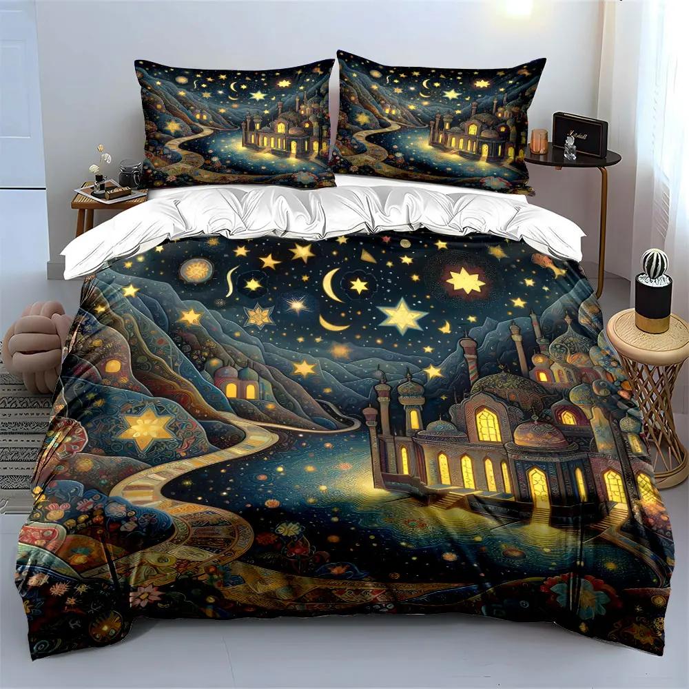 "Starry Night Fairy Tale Decor" Soft Comfortable Duvet Cover Bedding Set Included 1*Duvet Cover & 2*Pillowcases Gift