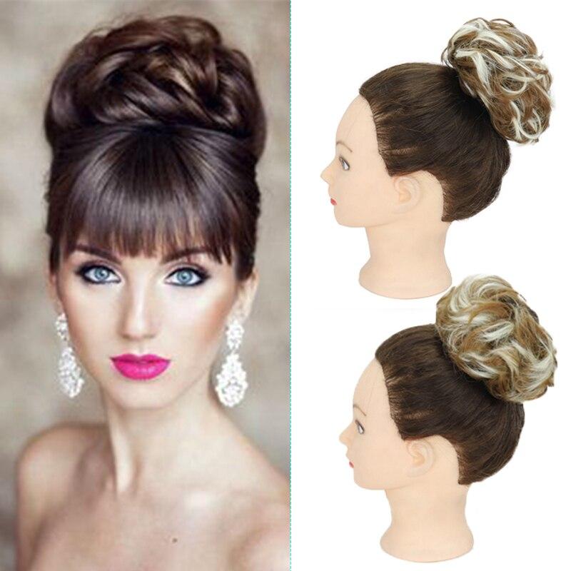MERISIHAIR Saç Uzatma Elastik Chignon Sentetik Scrunchies Kıvırcık Topuz Saç Kabarık Donut Sahte Saç Postiş Kadınlar için