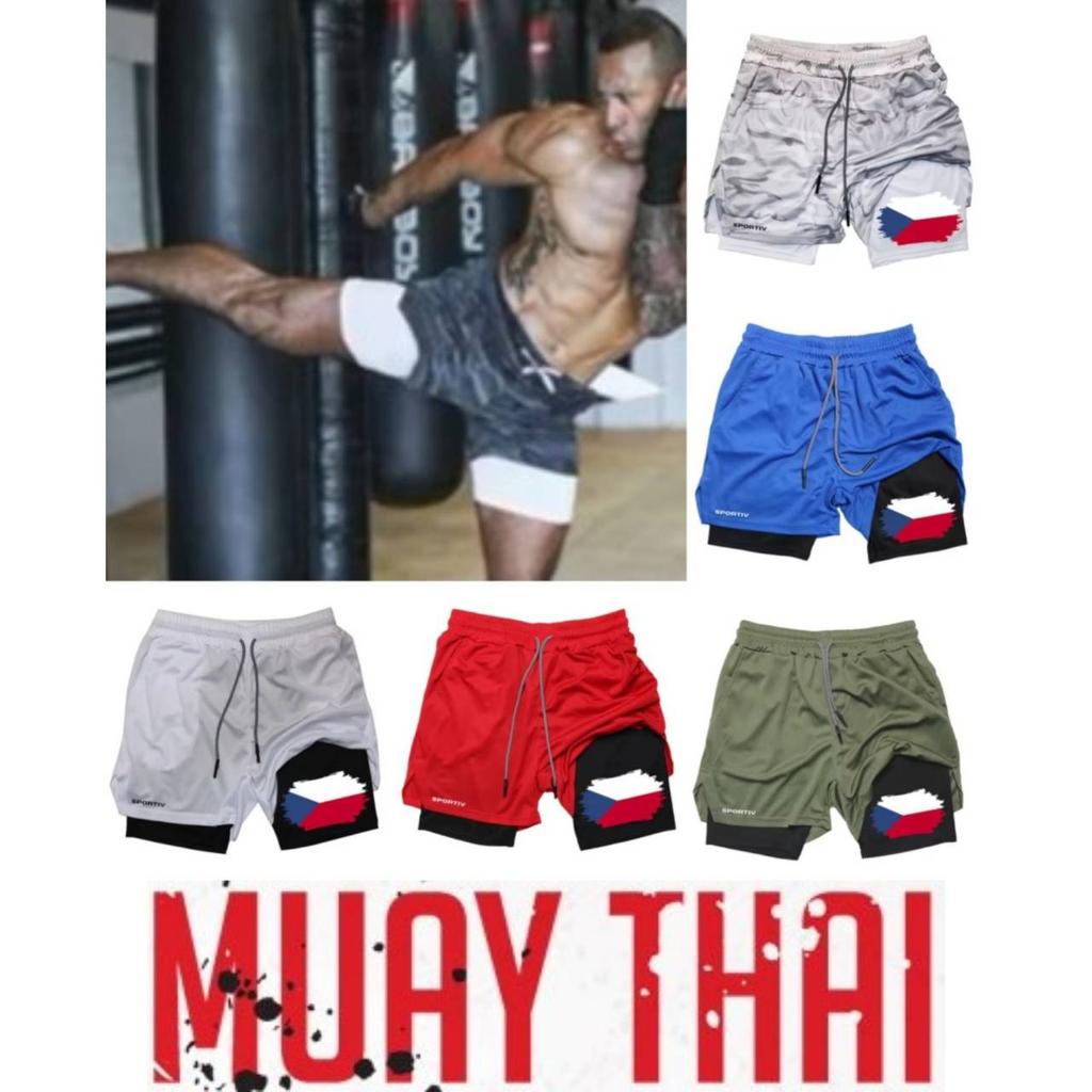Tschechische Flagge Camouflage Muay Thai Kickboxshorts Herren Damen Unisex Sportbekleidung Doppellagig Schnelltrocknend Atmungsaktiv Training Sport Fitnessstudio Workout