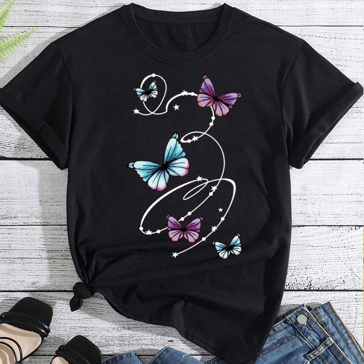 

New Fashion Women T Shirt Butterfly And Star Printed Tops Female Ladies Summer Spring Tee Shirts Short Sleeve T-Shirt Streetwear XXXL