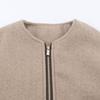 Foreign trade autumn and winter new women's clothing European and American style fashion simple leather effect decoration layer long sleeve woolen ja