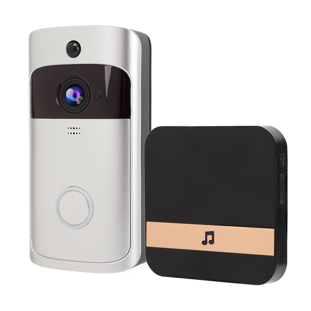Intelligent trådløs WIFI-videodørklokke med app-fjernkontroll Intercom PIR-bevegelsesdeteksjon Sølv