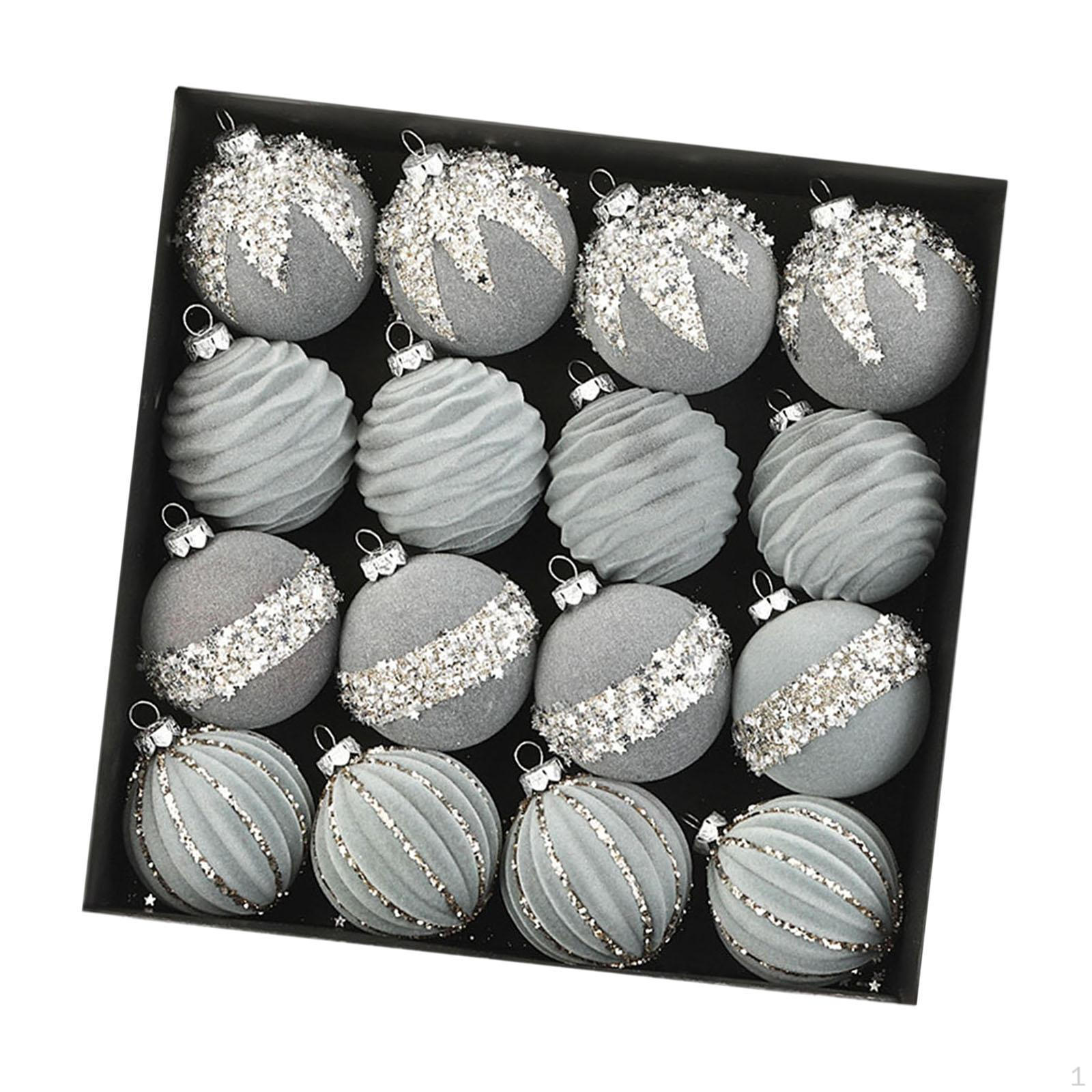 

16 Pieces Velvet Christmas Ball Ornaments Decoration Home Decor Shatterproof Decorative серый