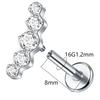 2Pcs Titanium 5 Cz Cluster Climber Stud Earrings 16G Daith Helix Tragus Cartilage Lobe Piercings Flatback Labret Stud Jewelry