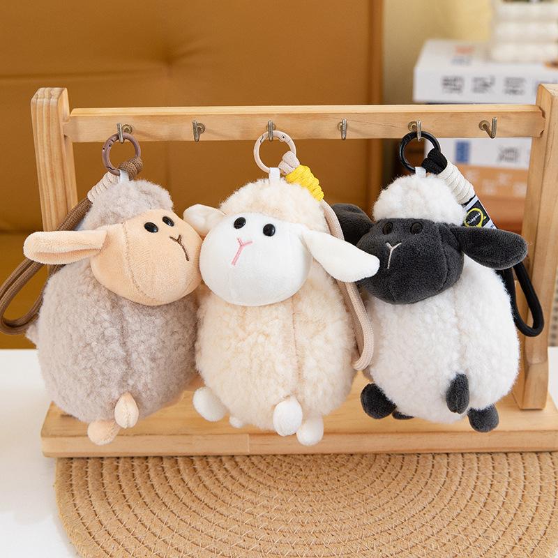 Soft Fluffy Plush Sheep Keychain With Sturdy Wrist Lanyard Perfect Bag Decoration Gift For Kids And Animal Lovers