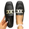 2025 Europäische Station Einzelne Schuhe Damen Neu Vielseitig Schnalle Metall Sommer Flache Sohle Leichter Mund Metallschnalle Farbe Slipper