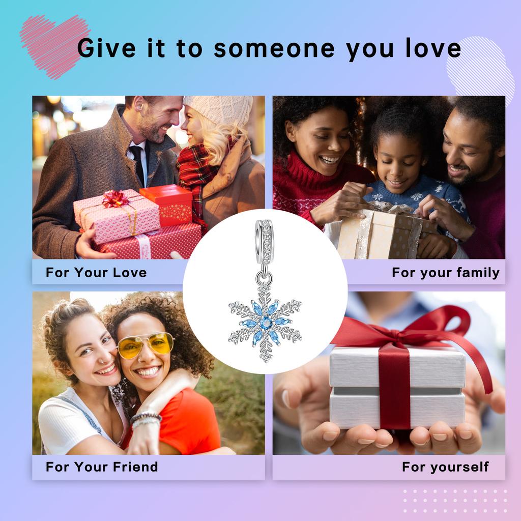 copper Snowflake Diamond Blue Pendant Charm Compatible With Authentic Charm Bead Charms Bracelets Women Do It Yourself Jewellery Gift