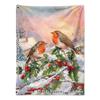 Watercolor Winter Town Blanket Christmas Birds Holly Berries Plants Soft Cozy Warm Throw for Bed Sofa Travel Gift