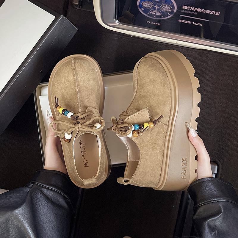 Fashion High Heeled Booties Autumn New Round Toe Printed Side Zipper Non-Slip Wear-Resistant Block Heels