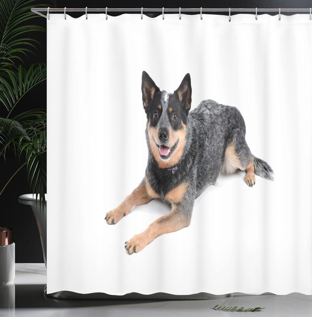 Australian Cattle Dog Shower Curtain Realistic Pet Photo Animal Lover Bathroom Decor Linen160X180