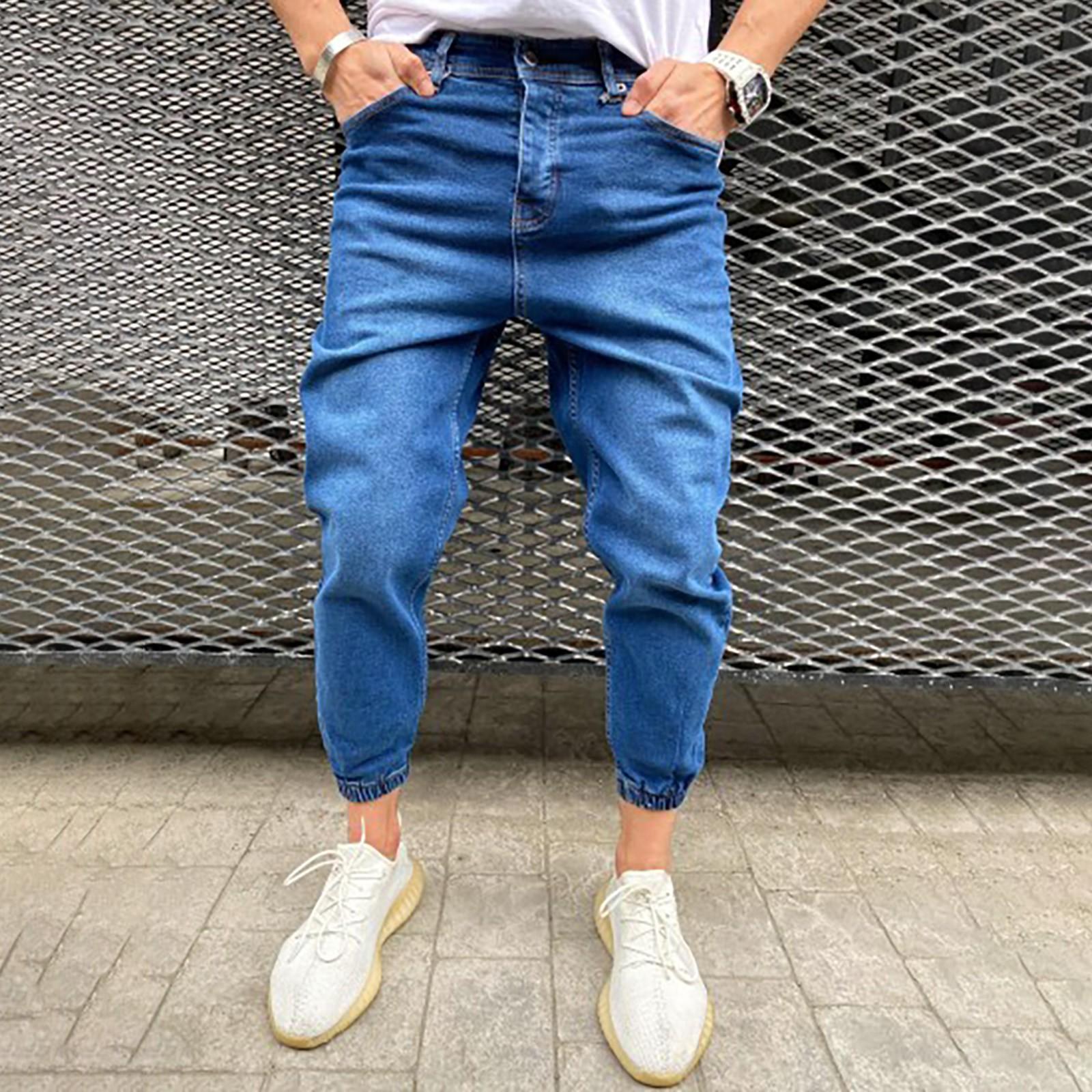 

(SU)Мужские повседневные модные однотонные облегающие джинсы, повседневные леггинсы, брюки, джинсы