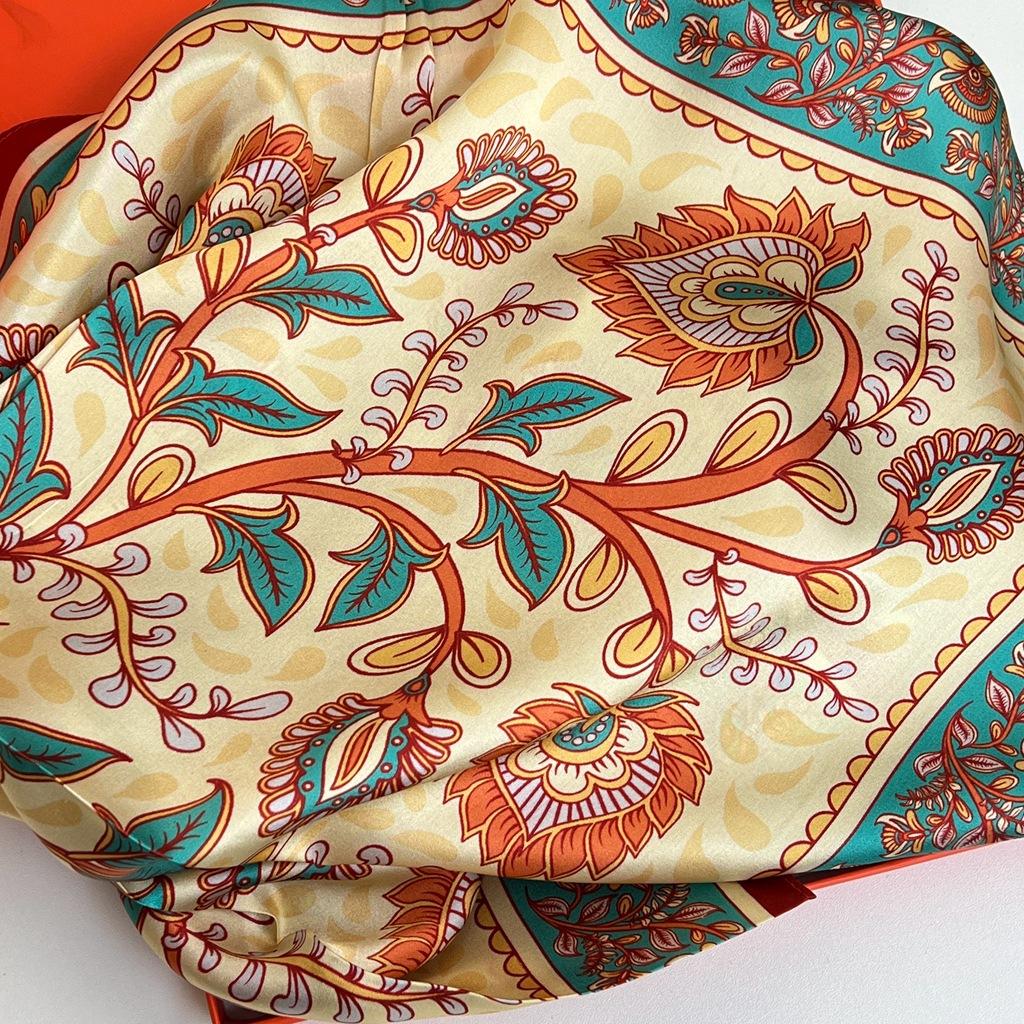 Silk Silk Scarf Female Bright Cashew Flower Temperament Versatile 70Cm Chinese Square Scarf Mulberry Silk Scarf Scarf