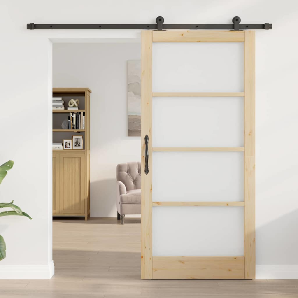 ORKDAL Sliding Door Natural and Black 93 X 202 Cm