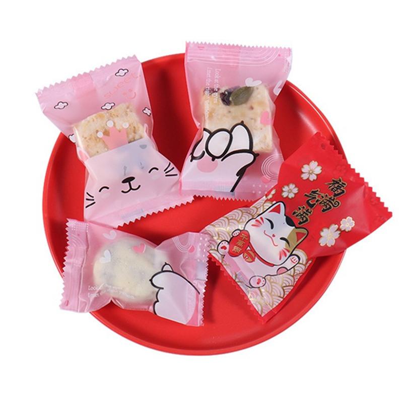 100 Stück 7x9,5cm Chinesisches Neujahr Schneeflocke Knusprige Verpackung Backen Keks Süßigkeiten Maschinengeeignet Versiegelt Event Party Geschenktüten