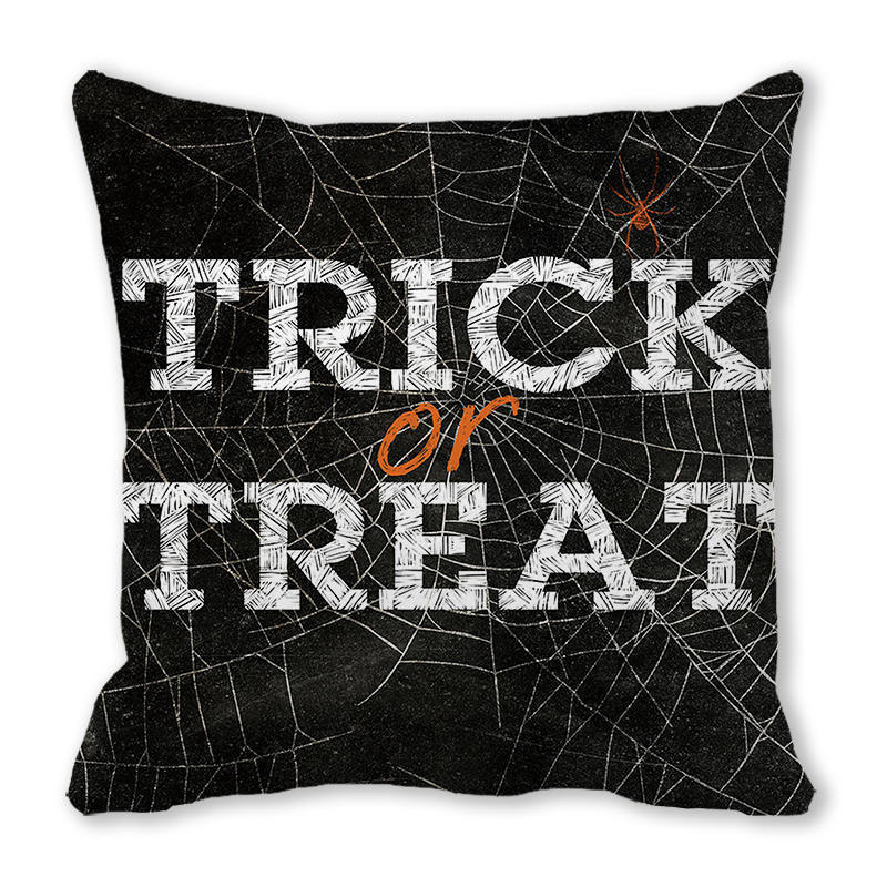Creative Halloween Happy Letters Digital Printing Short Plush Pillow Covers for Car Sofa Office Cushion Cover Home Goods