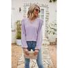 Spring and Autumn Women's Blouse Fashion V-neck Buttons Hollow Loose Long-sleeved T-shirt Tops