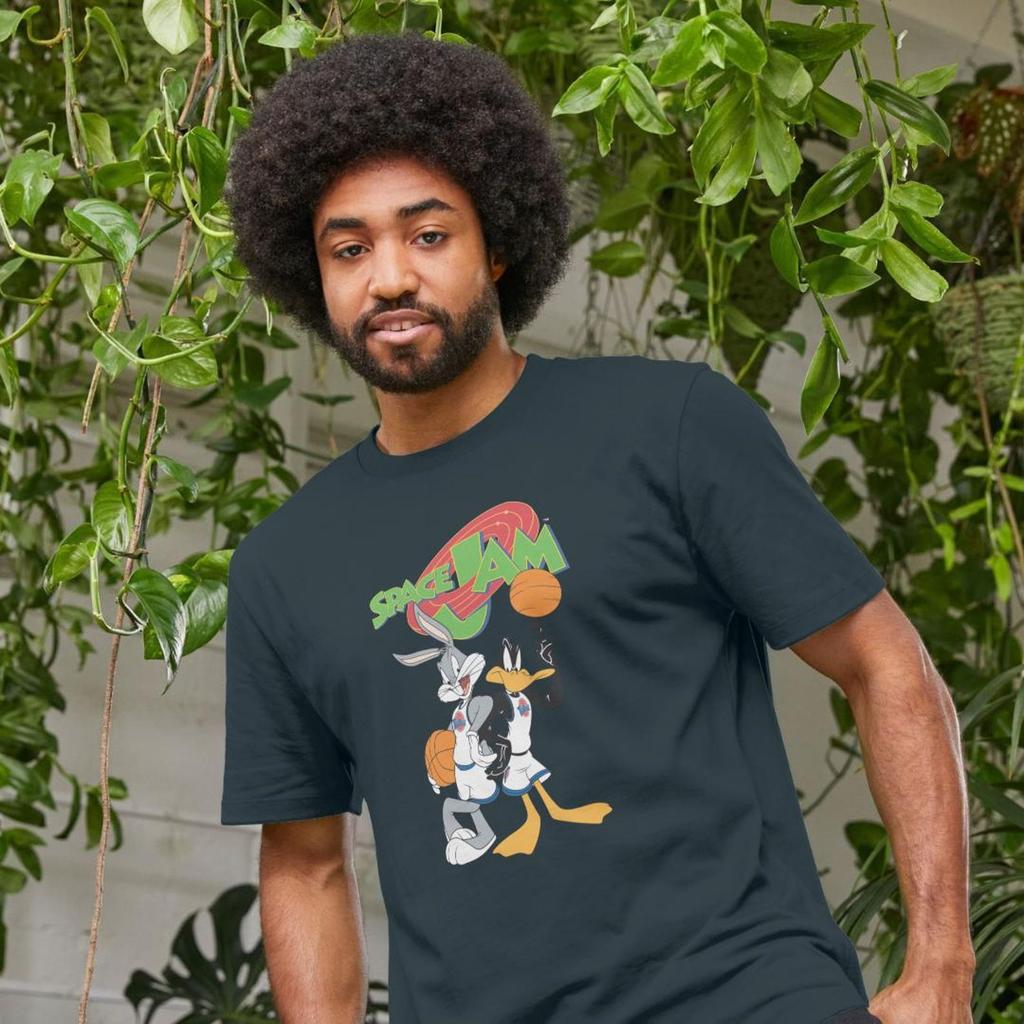 Space Jam Official Bugs & Daffy Graphic Dark Blue T-shirt