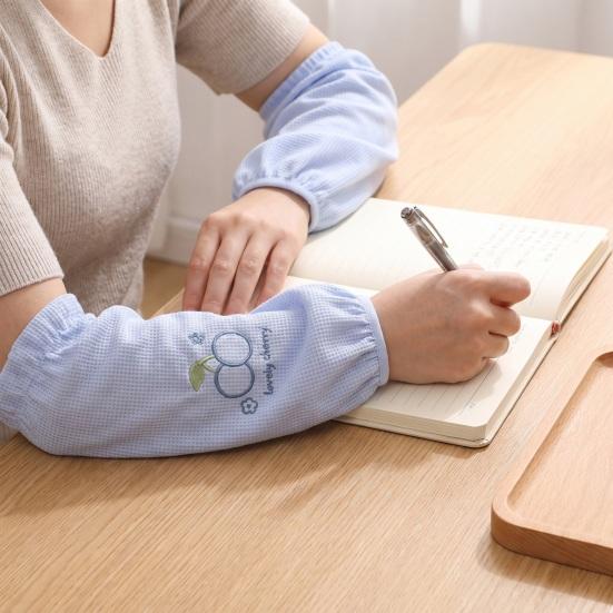Cute Aesthetic Sleeve Covers Winter Stain Resistant Sleeves, Cherry Embroidery Print, Waffle Fabric Anti-dirty Arm Elastic Cuff Protectors for