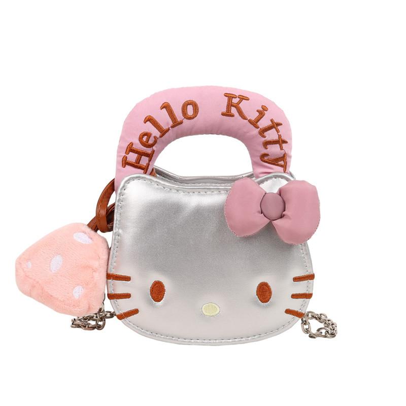 Девочка мультяшная сумка-мессенджер Кт кошка премиум мини женская сумочка милая в западном стиле мультяшная сумка сумка через плечо серебряный