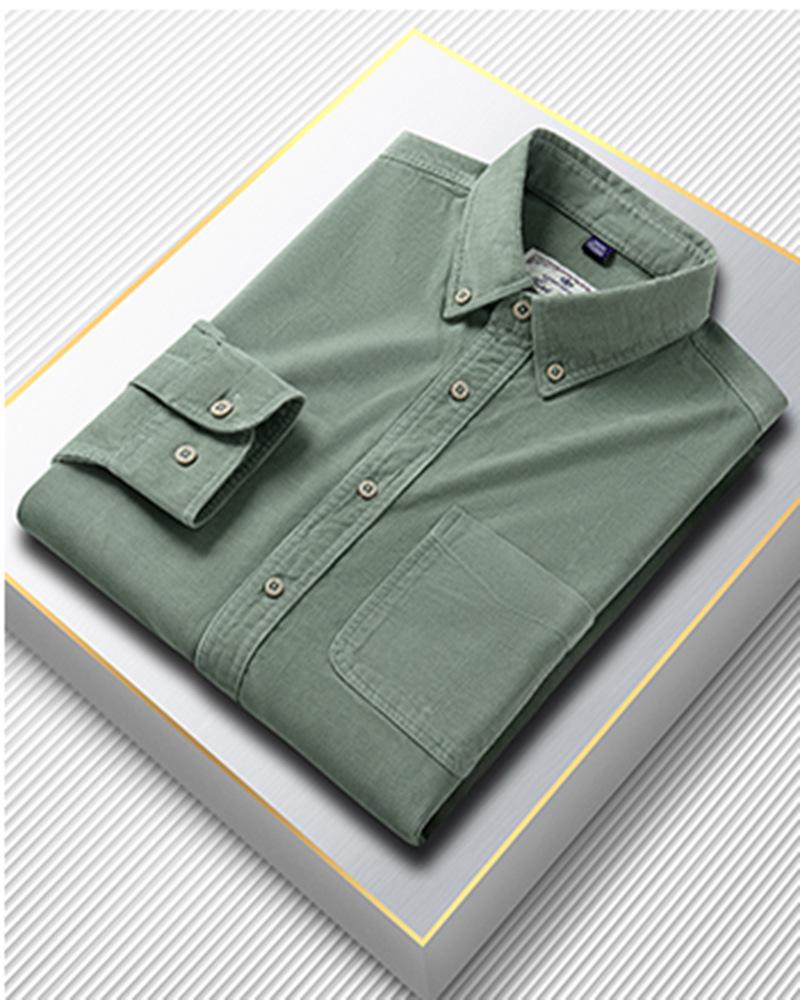 

Мужская модная хлопковая вельветовая рубашка с длинным рукавом - весна/осень, повседневная, однотонная Triple Extra Large