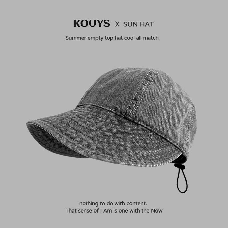 The same bucket hat women's spring and summer washed big eaves vacation burrs denim sunscreen sun hat, outdoor mountaineering hat