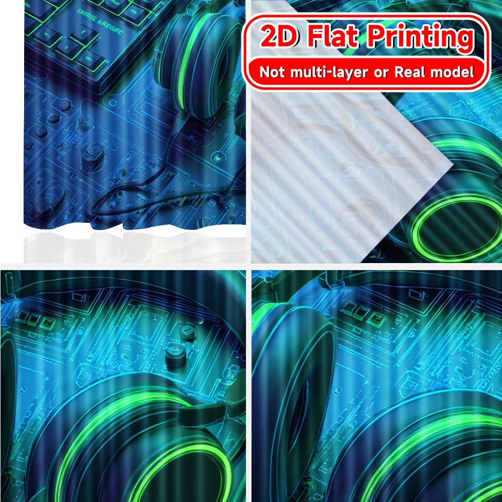 2D Flat Printing  2pcs NeonGamerSetup Chic Light Filtering Curtains Versatile 100% Polyester Curtains Home Decor Use for Room