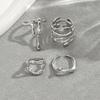 Wind jewelry geometric irregular lava design open ring set versatile high sense ring women