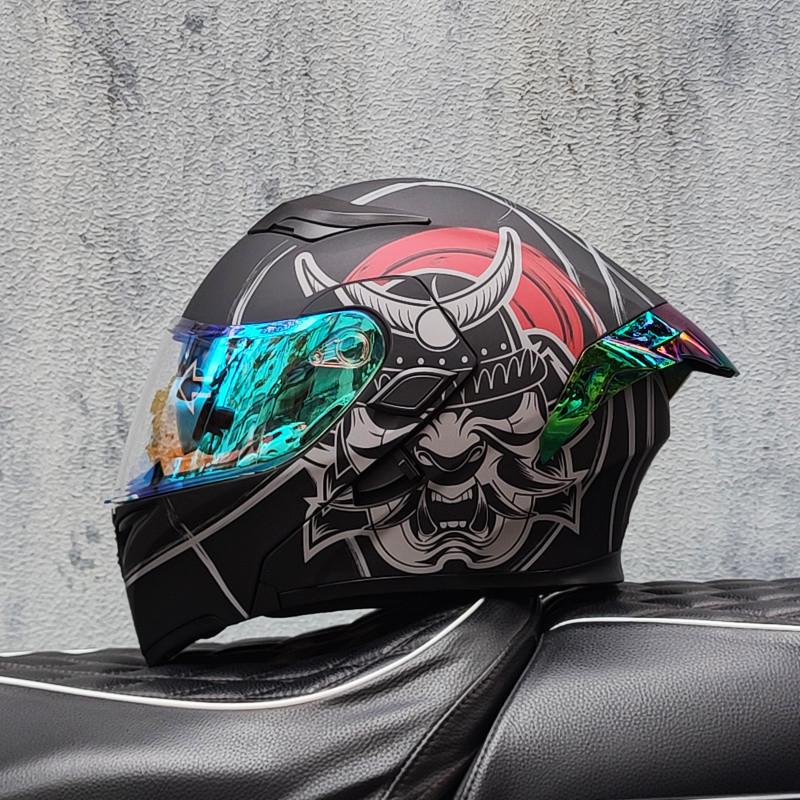 E5GOrz Flip-up Motorcycle Helmet for Men & Women – Full Face, All-Season with Bluetooth Slot, Big Tail Wing, 3C Certified