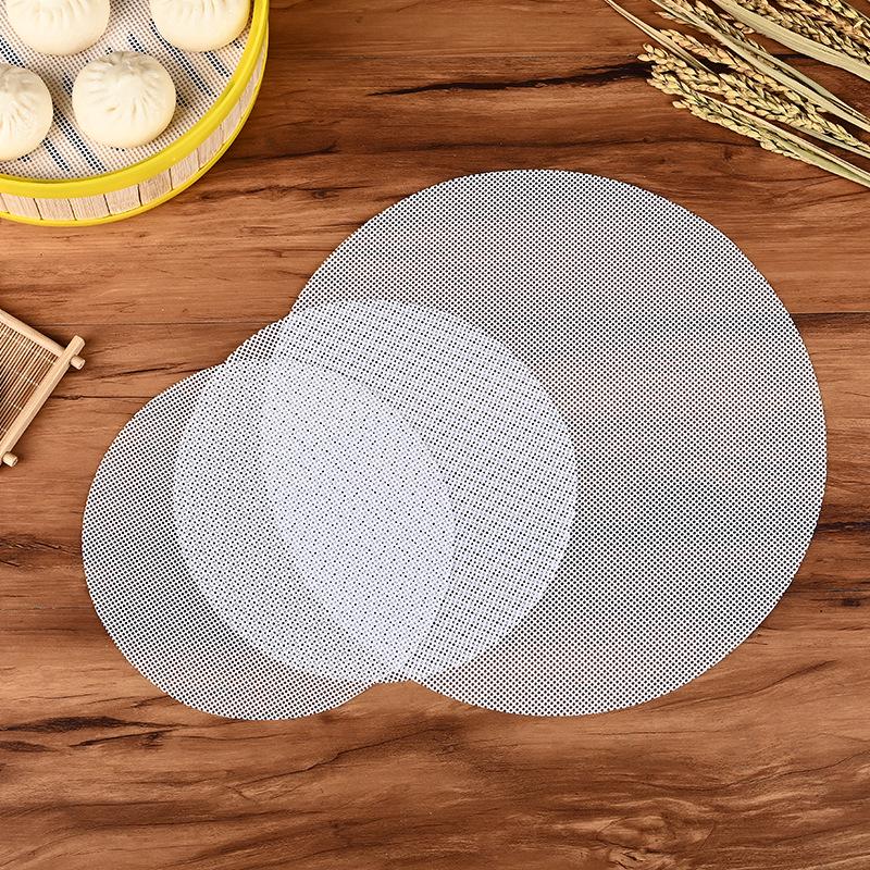Round Silicone Non-stick Steamer Mat for Buns, Oil-proof, Breathable Baking Tray Liner